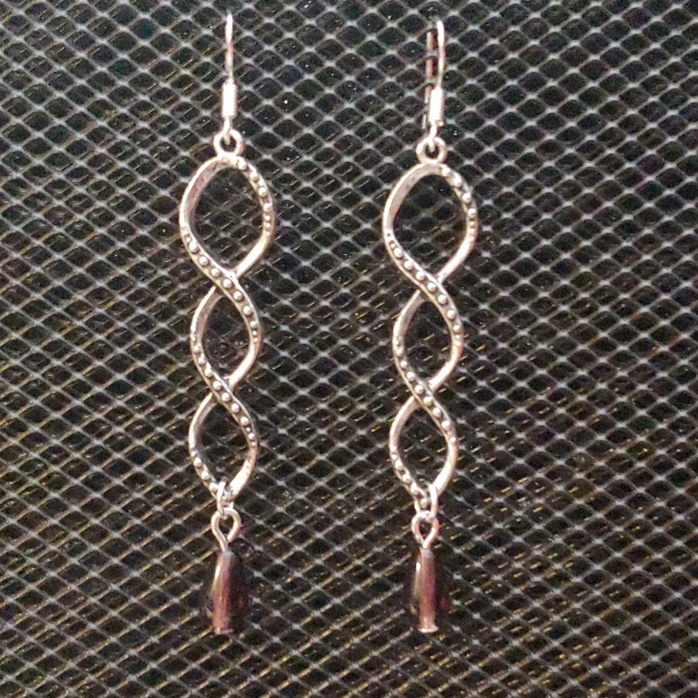 Antique silver plated twist earrings ##